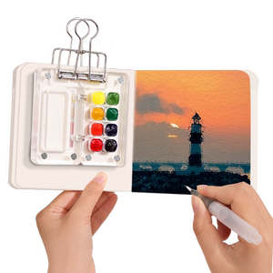 迷你水彩颜料盒亚克力调色小画板套装全套随身便携绘画画本手账写生旅行12色涂色固体颜料透明分装空盒小格子