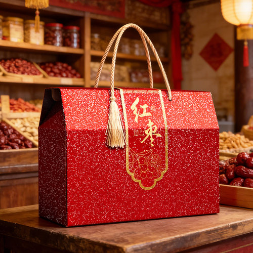 红枣礼盒新年年货空礼品盒手提设计坚果零食礼盒可印品牌logo