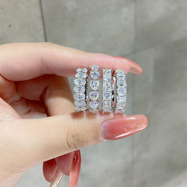 清货半圈排戒莫桑石戒指椭圆形排戒指/指环