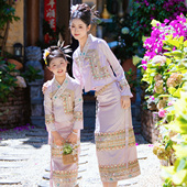 纳度假旅拍母女写真套装 傣族服装 女童少数民族风西双版 夏季 亲子装