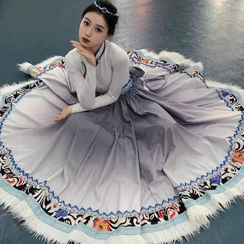 藏族舞蹈演出服装现代艺考练习裙