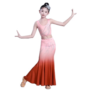 傣族服装儿童西双版纳云南旅游泼水节女童舞蹈艺考练功鱼尾演出服