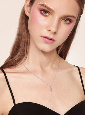 尚美伯爵通勤时尚百搭S形小蛮腰项链s925纯银轻奢小众莫桑石吊坠