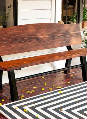 公园椅户外防腐木休息长椅庭院铸铝座椅室外小区休闲靠背长条椅子