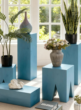 侘寂风实木凳子酒店花架根雕摆件原木墩茶几边几复古木头墩子底座