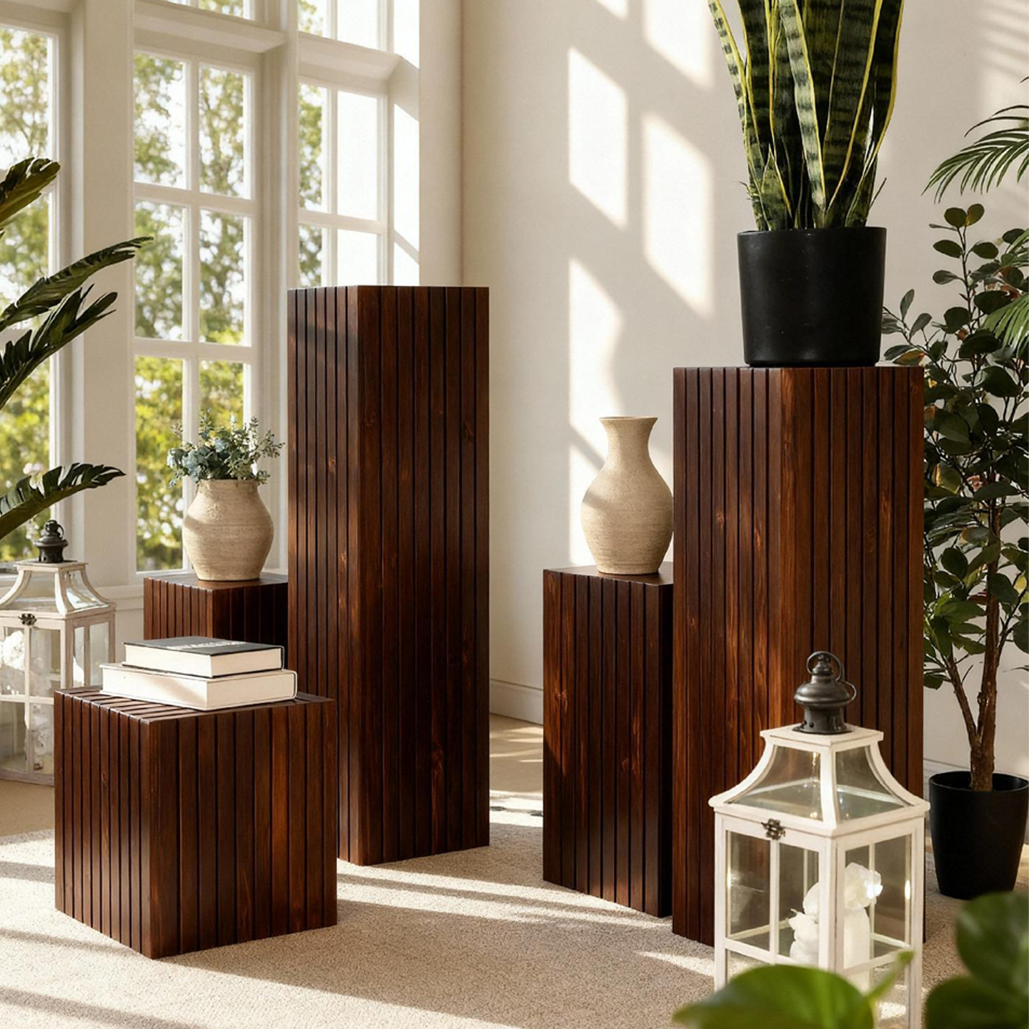 方形纯实木花架客厅根雕艺术摆件侘寂风底座中古风极简木墩展示台