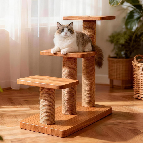 实木防腐多层猫爬架猫抓柱