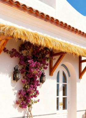 庭院户外防腐木遮阳棚室外阳台屋檐挡雨斜面茅草雨棚店铺门头雨蓬