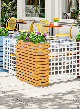 户外花架围栏花槽饭店餐厅栅栏式花盆木隔断长方形防腐木花箱餐饮