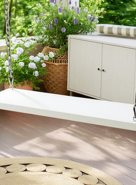 户外庭院防腐木秋千板露台白色实木吊椅室内阳台儿童悬挂坐板家用