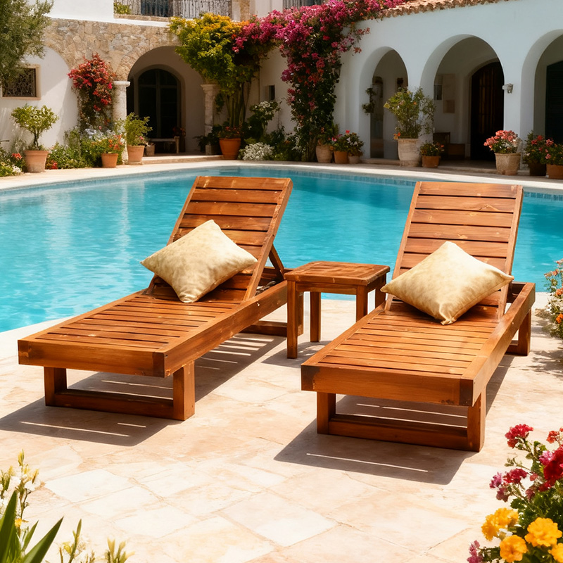 户外折叠实木沙滩躺椅躺床沙滩椅