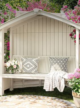 户外院子双人靠背座椅室外庭院实木露天花园休闲景观椅子防水防晒