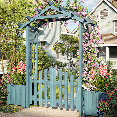 防腐木入户拱形门花箱拱门花架