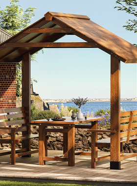 防腐木别墅露台楼顶凉亭户外庭院实木亭子室外小院花园木质遮阳棚