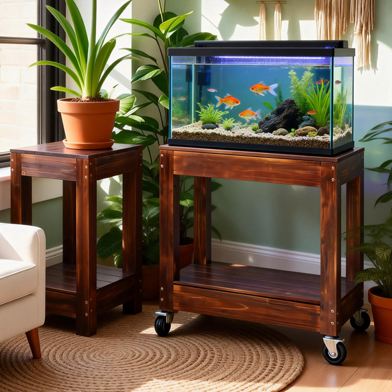 多层鱼缸架荷花缸支架底座客厅实木花架盆景茶几承重底柜置物架子