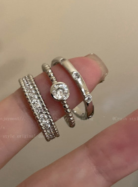 素圈锆石戒指女小众设计高级感叠戴食指戒精致百搭配饰装饰品指环