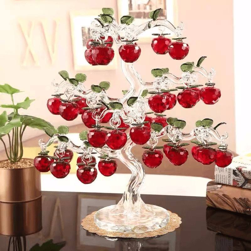 高档轻奢摆饰品送朋友乔迁礼电视酒柜红色水晶苹果树摆件客厅,家居饰品,装饰摆件,淘宝优惠券,粉丝福利购,淘宝优惠卷