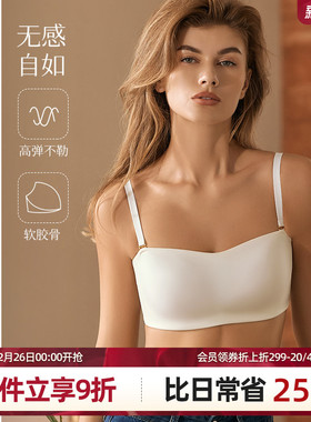 梧桐本色超薄光面抹胸款内衣可拆卸肩带大胸显小文胸观澜WN24159