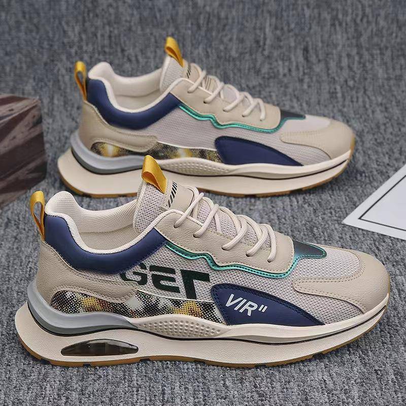 运动休闲气垫春秋季新款网面透气拼接男鞋学生软底跑步旅游鞋