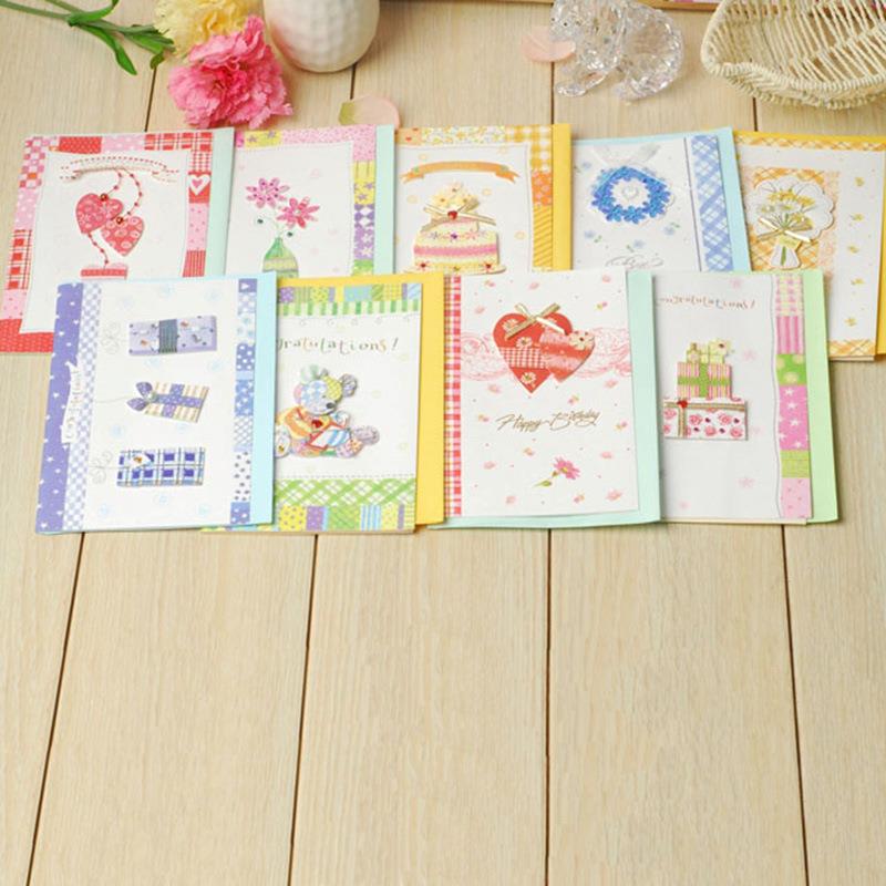 伊和诺拾风贺卡淡彩立体教师贴花祝福卡儿童贺卡万用卡