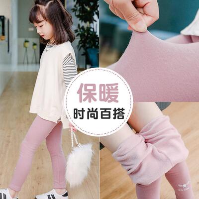 女童打底裤童装裤冬季加绒加厚保暖裤韩版刺绣外穿弹力裤