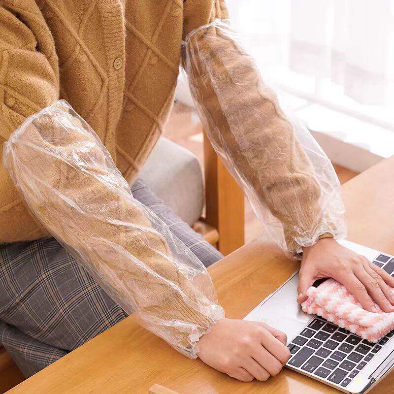 100只一次性套袖防水防污透明塑料加厚厨房家用工作成人护袖袖套