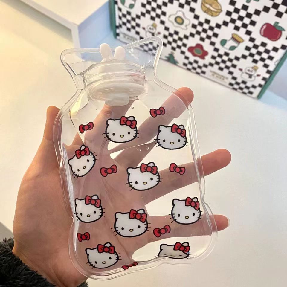 kt小猫可爱随身暖手宝热水暖宫袋注水透明卡通便携冬天学生暖水袋