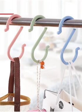 塑料S形门后小挂钩厨房钩子 创意浴室免钉勾子衣柜衣服S钩摆地摊