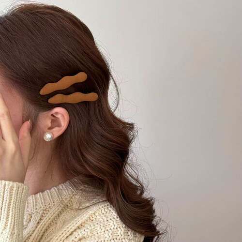 毛呢格纹波浪发夹女侧边夹前额碎发刘海夹子2025新款头饰高端发卡