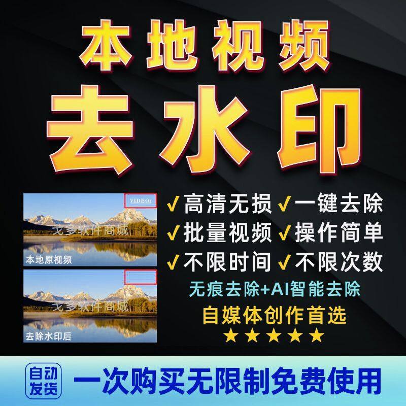 本地视频去水印软件批量去固定台标角标字幕logo智能模糊加去水印