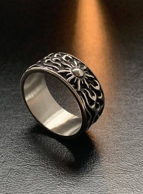 太阳神-不掉色钛钢重工中古戒指