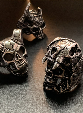 骷髅系列-不掉色戒指男欧美胖手