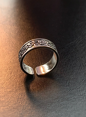 沙漠玫瑰-复古浮雕戒指男潮痞帅