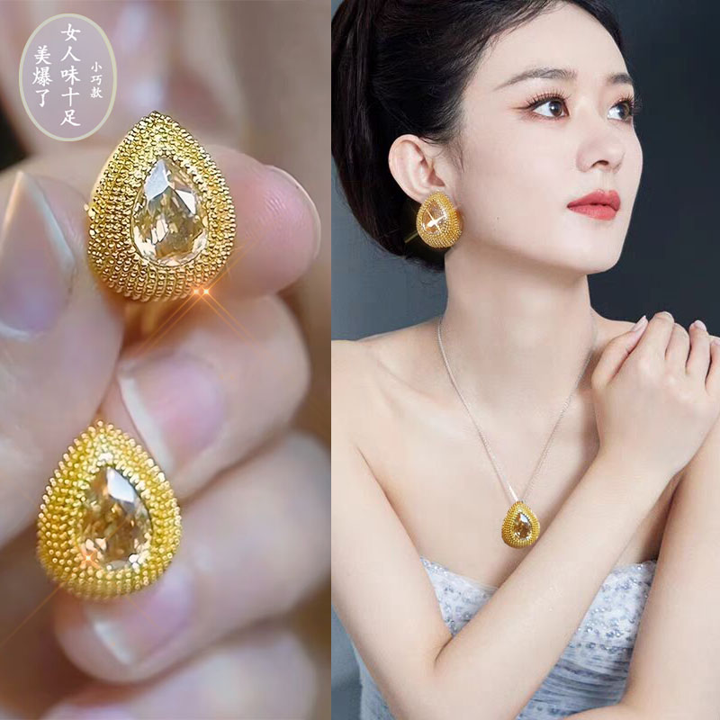 个性耳环纯银女水滴夏季大耳钉