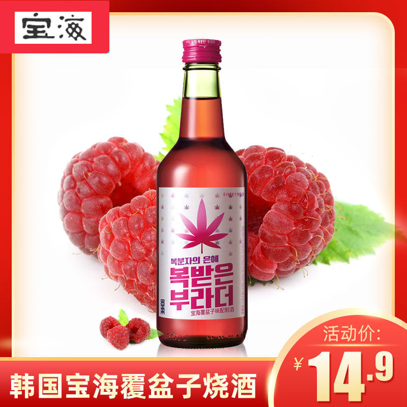 韩国原装进口 宝海覆盆子配制酒果酒360ml瓶果味酒女士低度酒