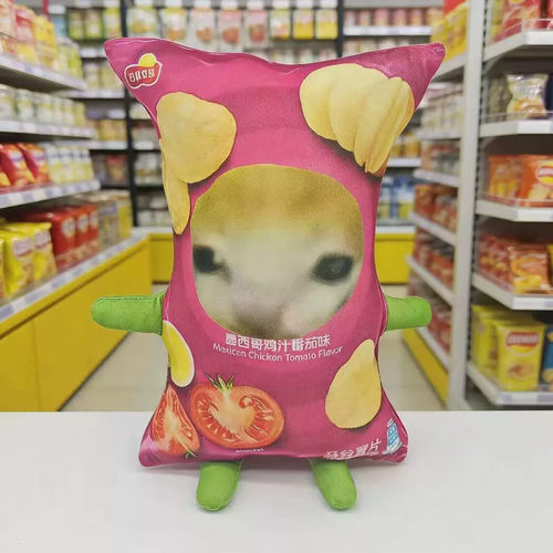 【热】薯片猫meme抽象无白边抱枕摆件生日礼物男女闺蜜好物玩偶