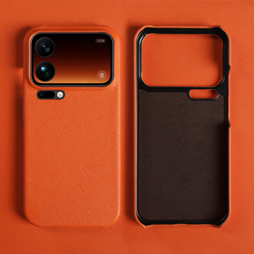 适用小米17promax手机壳十字纹真皮17T新款Xiaomi15Ultra高级感15T商务奢15Pro皮质牛皮半包14TPro防摔保护套