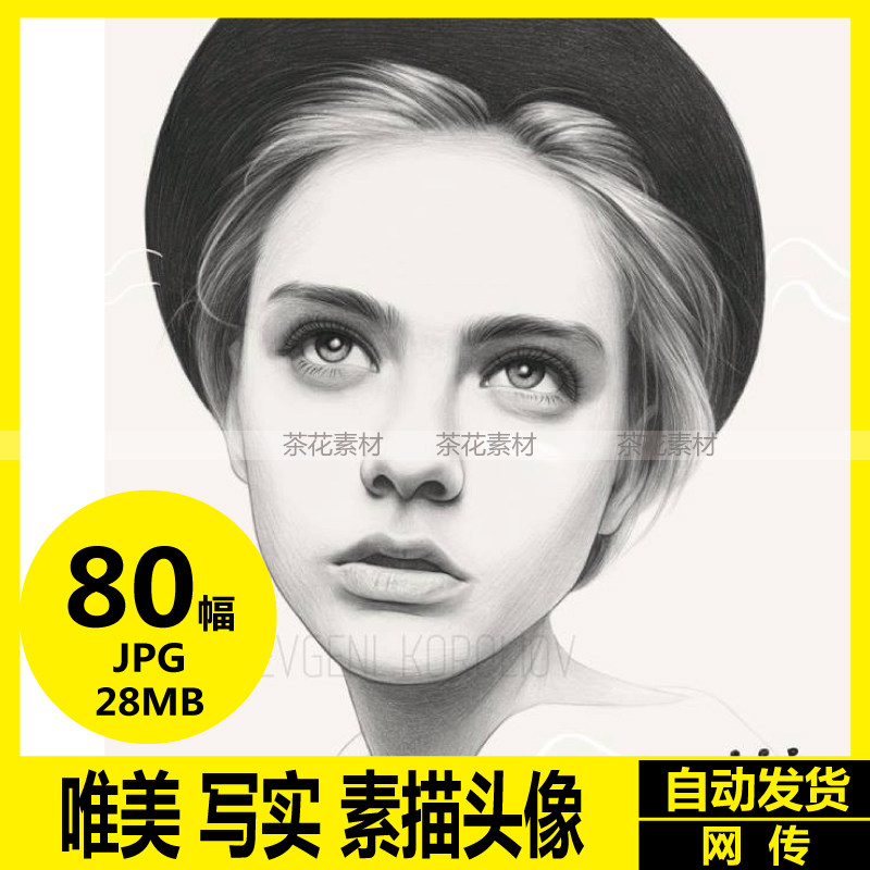 国外 evgeni 唯美写实素描头像人像 女性素描 手绘临摹参考素材