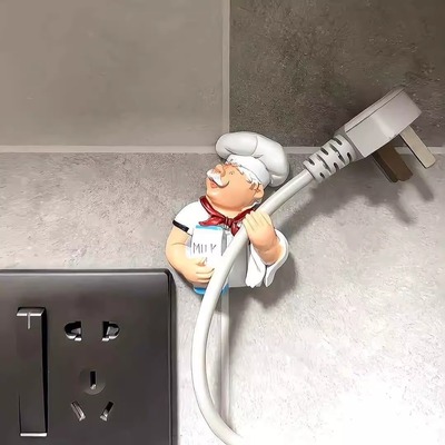 可爱厨师插头固定器厨房挂钩