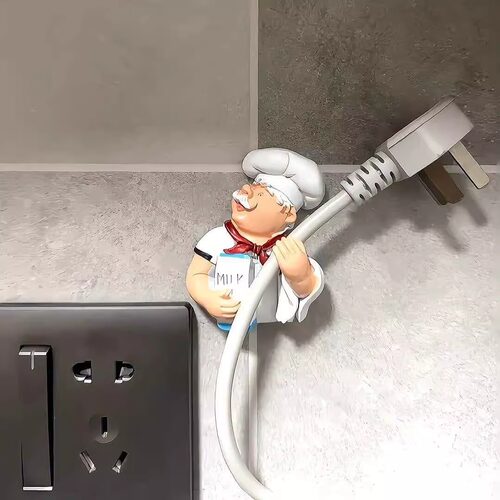 可爱厨师插头固定器厨房挂钩
