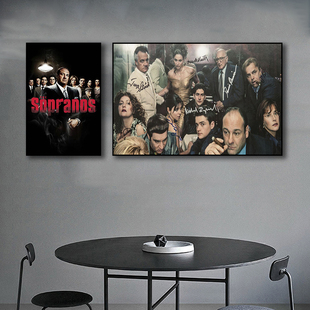 黑道家族墙面装饰画咖啡厅酒吧壁画美剧黑手党卧室电影海报挂画