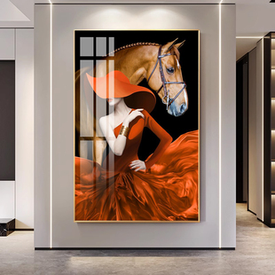 小众艺术美女人物客厅装饰画北欧骏马挂画美容院服装店高级感壁画