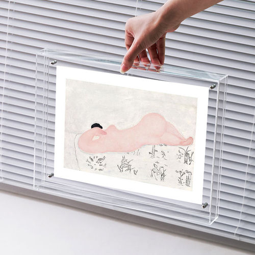小众慵懒常玉艺术作品装饰画中古人物线条挂画亚克力透明相框摆画