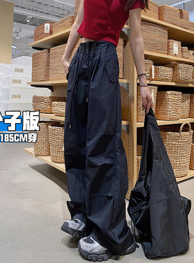 工装裤女夏季薄款2026新款加长版高个子酷飒风美式速干阔腿伞兵裤