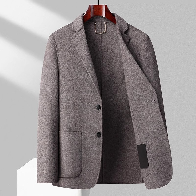 【大潘专享】商务西服男中年宽松单排扣羊毛西装外套轻奢极简风