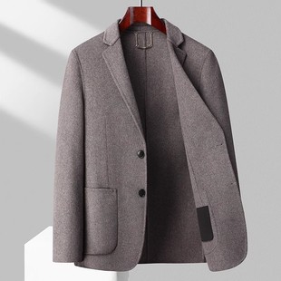 外套轻奢极简风 商务西服男中年宽松单排扣羊毛西装 大潘专享