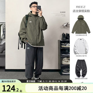 REEZ【店主穿搭】山系冲锋衣外套男春季宽松工装夹克防风登山服潮