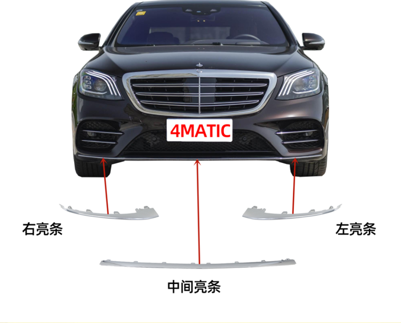 适配奔驰S级S500L前杠亮条S450L电镀S560L前唇装饰条W222四驱镀铬-封面