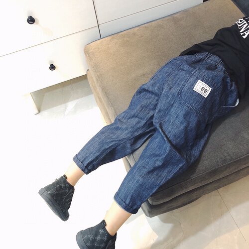 春夏男女童水洗棉轻薄哈伦九分裤