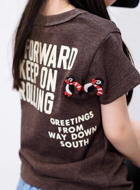 男童女童短袖T恤夏装新款中大童日系潮牌DD同款企鹅刺绣童装t恤衫